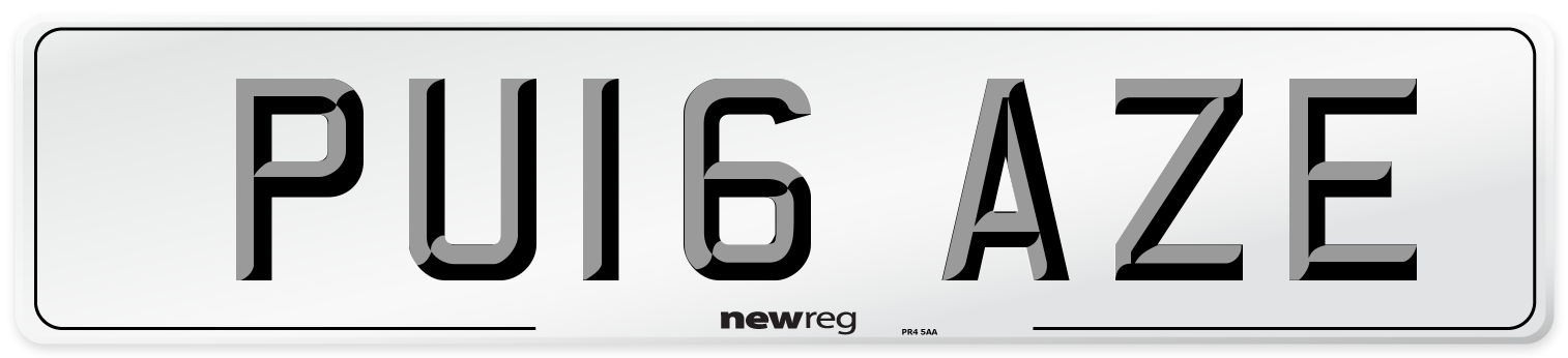 PU16 AZE Number Plate from New Reg
